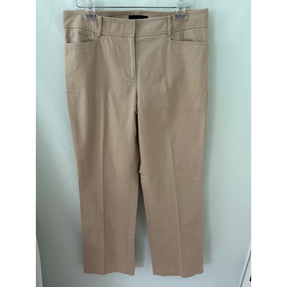 Talbots Curvy Fit Straight Leg Pants Tan Khaki Cotton Spandex Size 10 Office